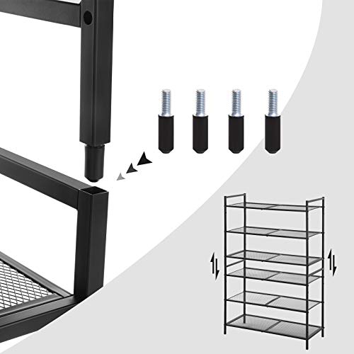 Sko rack - med 3 hylder - metal - sort