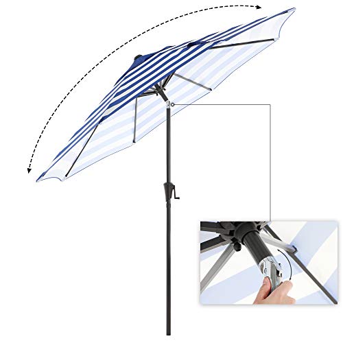 Parasol - Tuin parasol - Ø 290cm - Opvouwbaar, Met zwengel - Blauw wit