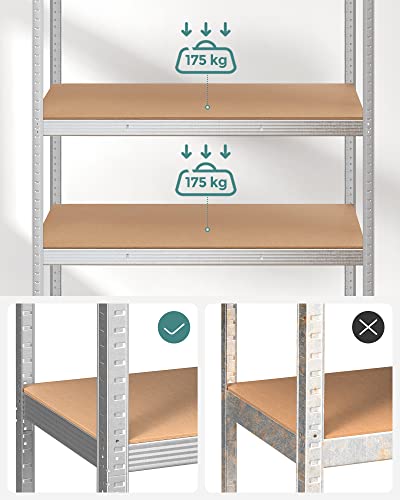 Opbevaringsstativ med 5 hylder - Justerbare hylder - 180 x 90 x 40 cm - til 875 kg belastningskapacitet