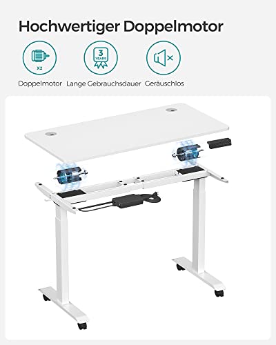 Højdejusterbar - Elektrisk skrivebord - 120 x 60 cm - Hvid