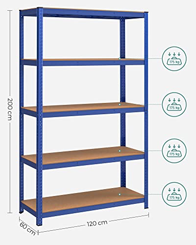 Stellingen - Opslagstellingen - Kelderstellingen - 200 x 120 x 60 cm - belastbaar tot 875 kg - Blauw