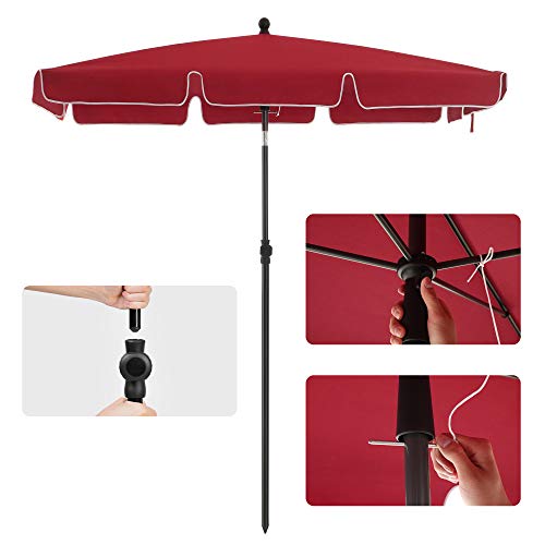 Parasol - balcon parasol - jardin parasol - rectangulaire - 200 x 125 cm - rouge