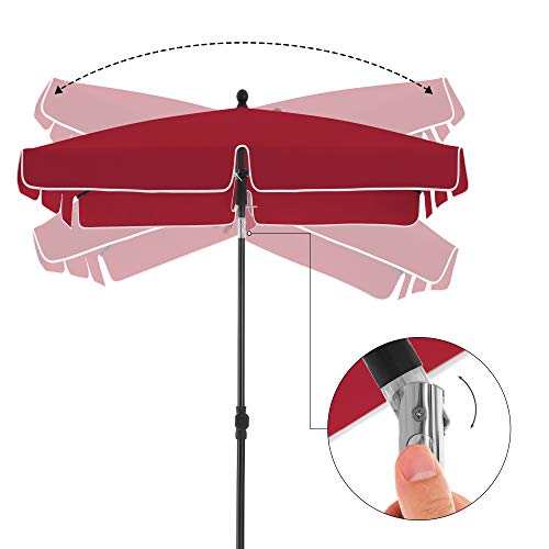 Parasol - Balkonparasol - Tuinparasol - Rechthoekig - 200 x 125 cm - Rood