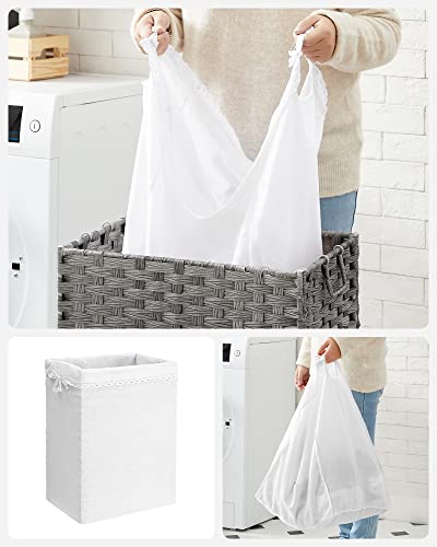 Panier à linge - 90 litres - collectionneur de tissus - poche intérieure amovible - 2 sacs à laver en tissu - gris