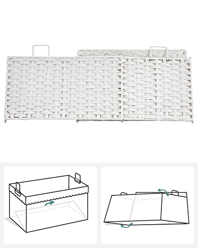 Coș de rufe - 75L - Colector de țesături - buzunar interior detașabil - 2 pungi de spălare a țesăturilor - 3 plase de spălat - cu mânere - alb