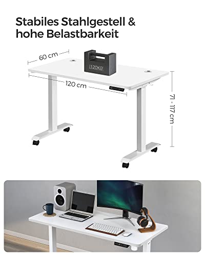 Reglabil înălțime - birou electric - 120 x 60 cm - alb