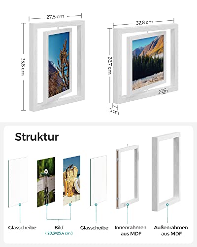 Set de 2 rame foto rotative - pentru fotografii cu 20,3 x 25,4 cm - alb