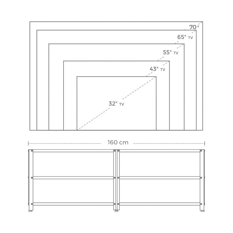 TV kast -Salontafel - Met planken - Stalen frame -  bruin zwart