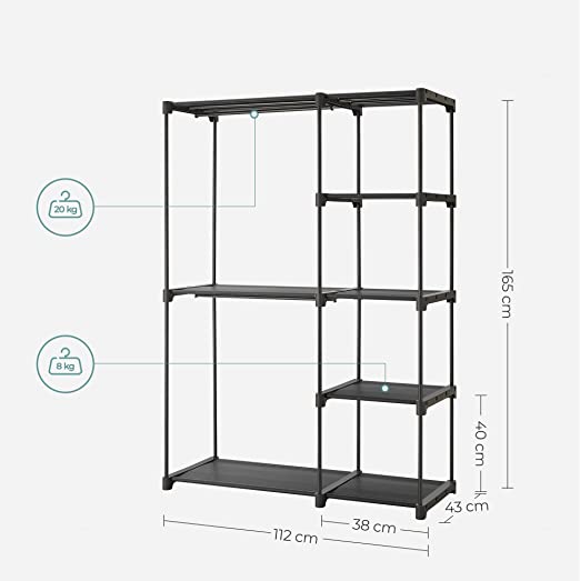 Armoire de garde-robe - Rack de manteau - Espace de rangement pliable - 112 x 43 x 165 cm