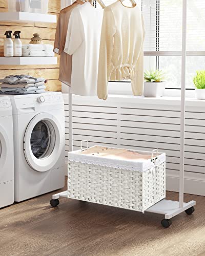 Panier à linge - 75L - Collecteur de tissus - Poche intérieure amovible - 2 sacs à laver en tissu - 3 filets de lavage - avec poignées - blanc