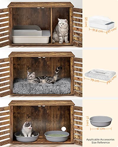 Litter Box - Cat House - cu uși - vintage - maro