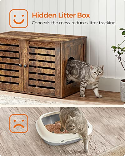 Kattenbak - Kattenhuis - Met deuren - Vintage - Bruin