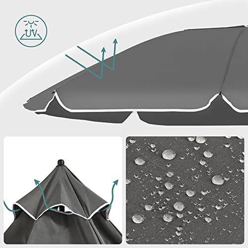 Strandparasol - Parasol - Strandscherm - Tuinparasol -  Zonnescherm - Grijs