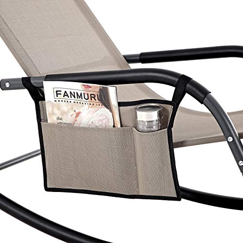 Chaise à bascule - Chaise de jardin - Lounger - pour le jardin - avec appuie-tête et poche latérale - Gray