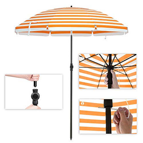 Garden Paraplu - Parasol - Beach Parasol - Ø 160 cm - Foldbar - randig orange vit