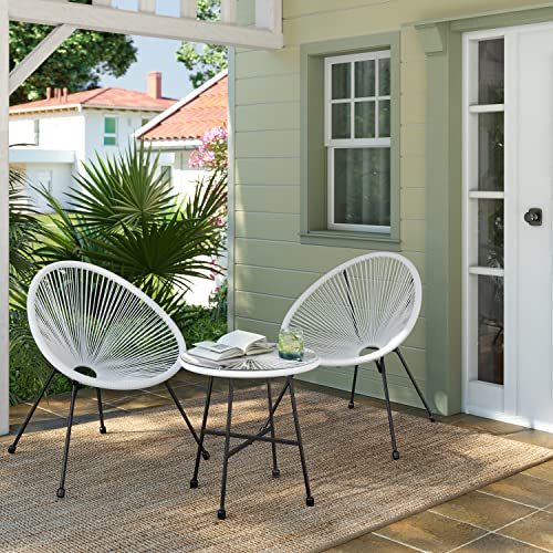 Meubles de balcon - Ensemble de meubles de jardin - meubles de patio - ensemble de 3 - table de table en verre - 2 chaises - blanc