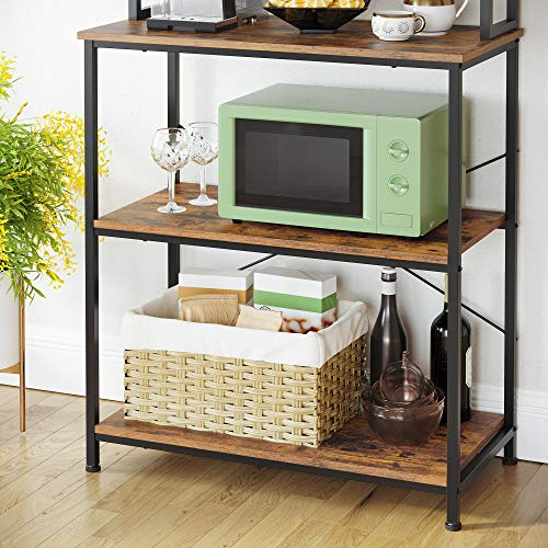 Kitchenplank - Stand Standing cu rafturi - cu 6 cârlige - cadru metalic, design industrial