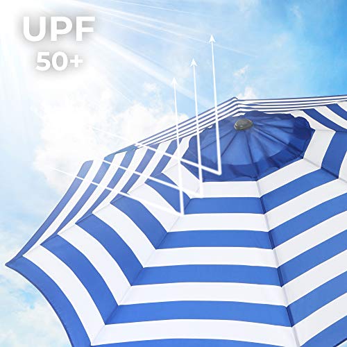 Parasol - Garden Parasol - Ø 290cm - pliable, avec manivelle - Blauw Wit