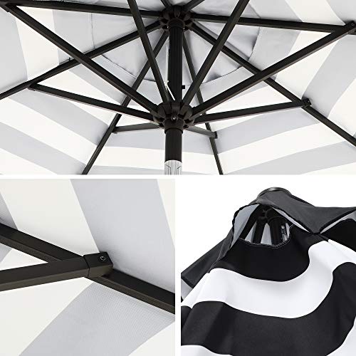 Parasol - Parasol de grădină - Protecție solară - cu manivelă - Ø 265 cm - alb negru cu dungi