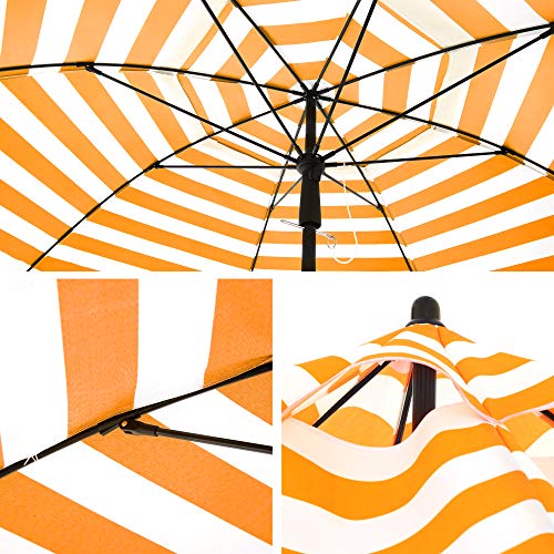 Tuinparaplu - Parasol - Strandparasol - Ø 160 cm - Opvouwbaar - Gestreept Oranje wit