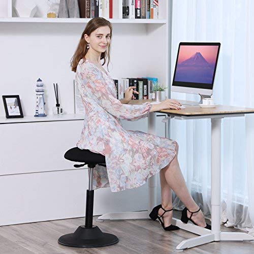 Tabouret de bureau réglable - tabouret de travail ergonomique - tabouret rotatif à 360 ° - noir