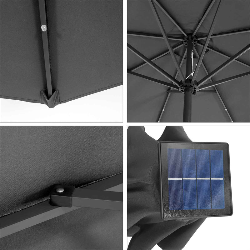 Parasol - Sunshade - Garden Parasol - cu iluminare cu LED - Gri