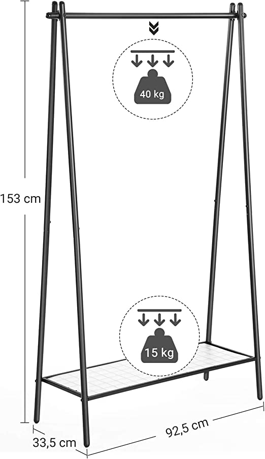 kledingrek met ijzeren structuur - met opknoping Rail - 92,5 x 33,5 x 153 cm