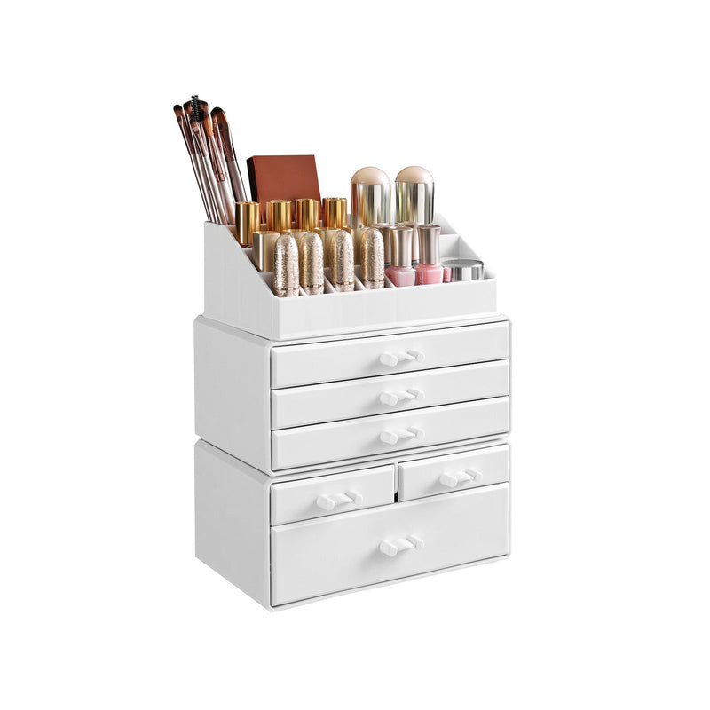 Organisateur de Make -Up - Organisateur cosmétique - 3 pièces - 6 tiroirs - blanc