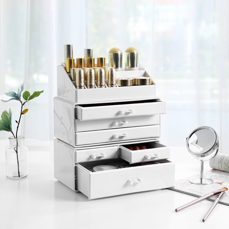 Make-up organizer -  Cosmetische Organizer - 3-delig - 6 Lades - Wit