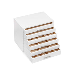 Smyckeslåda - Träsmycken Box - Jeweler Box - med 6 lådor - Jeweler Box - White