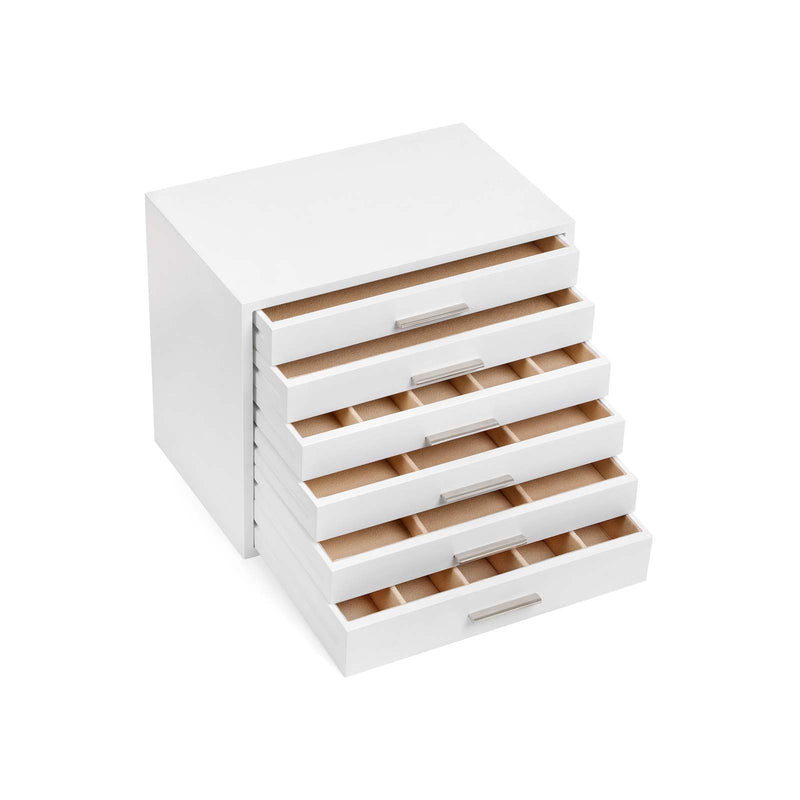 Smykkeskrin - Wooden Jewellery Box - Juveler Box - Med 6 skuffer - Juveler Box - White