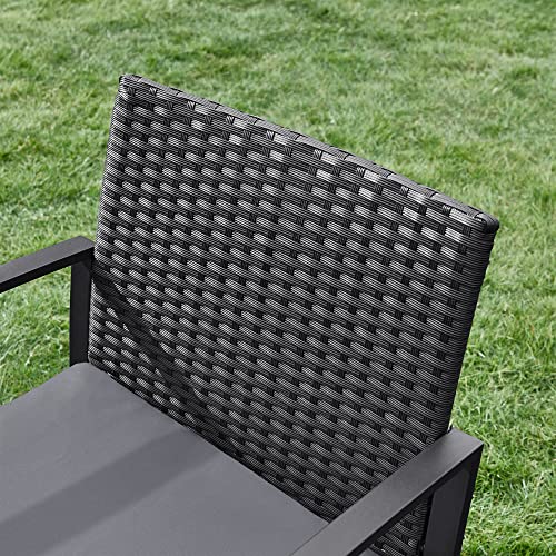 Mobilier de balcon - set de lounge - set de mobilier de grădină - set de 3 - 2 scaune - masă de sticlă - negru