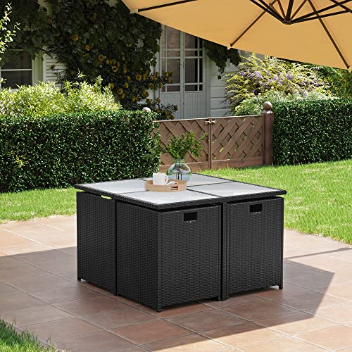 Havemøbler sæt sæt på 9 - Polyrattan - Patio Furniture - Black / Beige