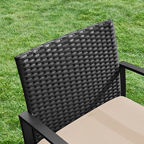 Garden Furniture Set - Van Polyrotan - Lounge Set - In Rattan Look - 2 stolar - med glasbord - svart