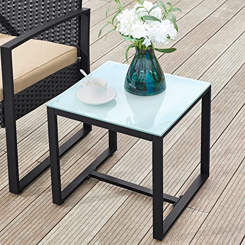 Ensemble de meubles de jardin - Van Polyrotan - Ensemble de salon - en rotin look - 2 chaises - avec table en verre - noir