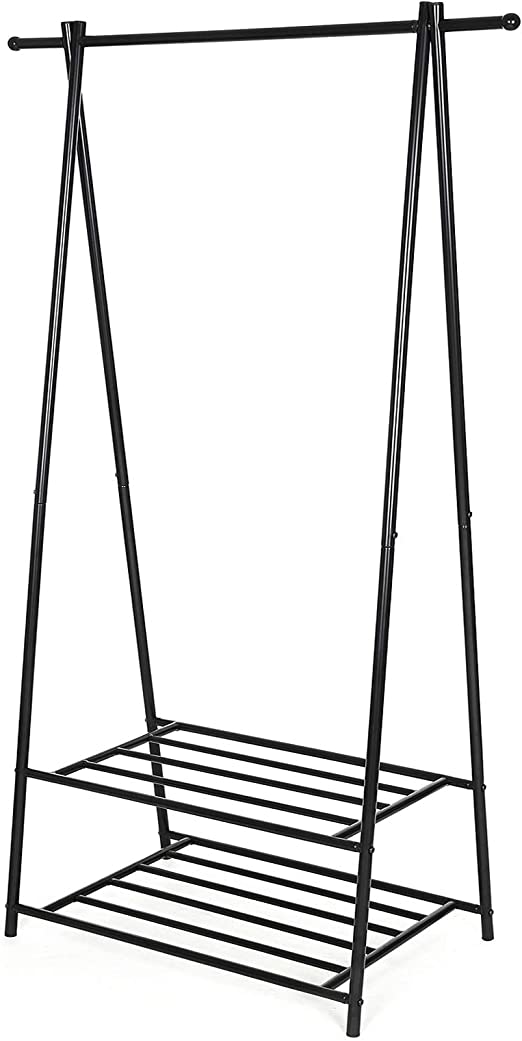 Jacka rack - med skostång - metall - 87,5 x 155 x 41 cm