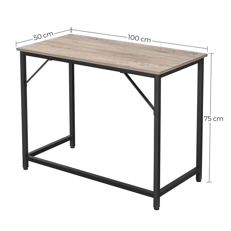 Bureau - Table d'ordinateur - Table de bureau étroit - Métal - noir gris -100 x 50 x 75 cm