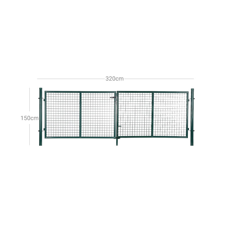 Trädgårdsdörr - med dubbelport - inklusive lås och 3 nycklar - 100 x 320 cm - grönt