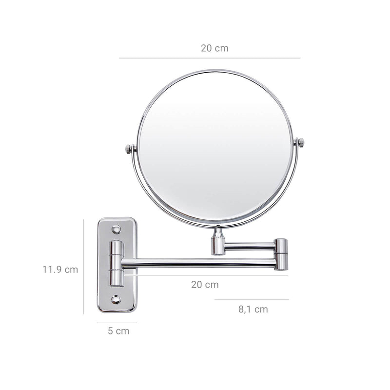 Udvidelig Make -Up Mirror - Slibende spejl - 360 ° Rotatable - Med foldningsarm - Sølv