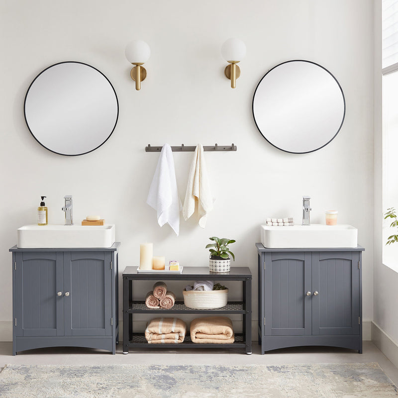 Cabinet de lavabo - Meubles de salle de bain - avec 2 portes - Style de campagne - Gray