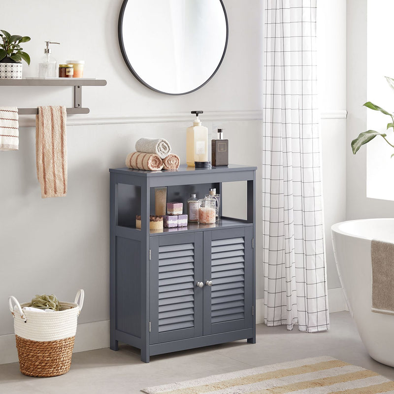 Armoire de salle de bain - Armoire de cuisine avec compartiment ouvert - Gris