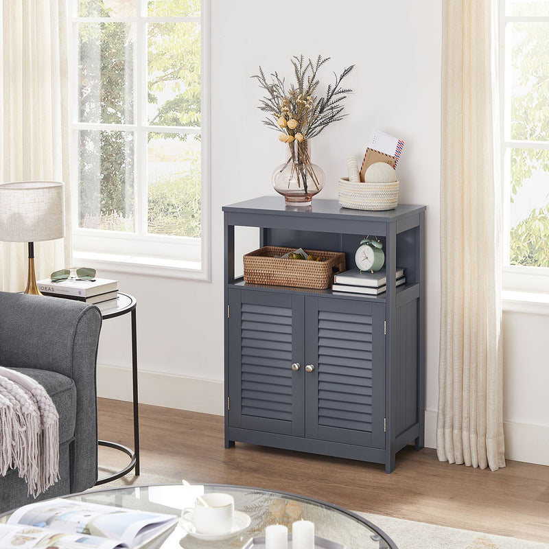 Armoire de salle de bain - Armoire de cuisine avec compartiment ouvert - Gris