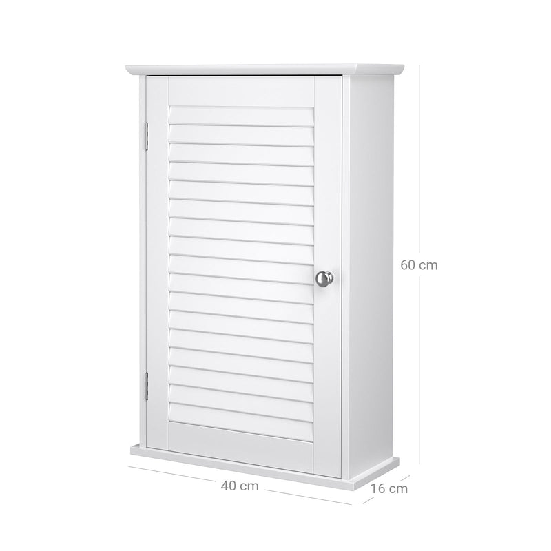 Armoire - armoire murale - armoire de salle de bain - avec porte - 40 x 16 x 60 cm - bois - blanc