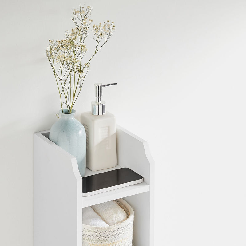 Armoire de salle de bain étroite - avec porte - 2 étagères - blanc