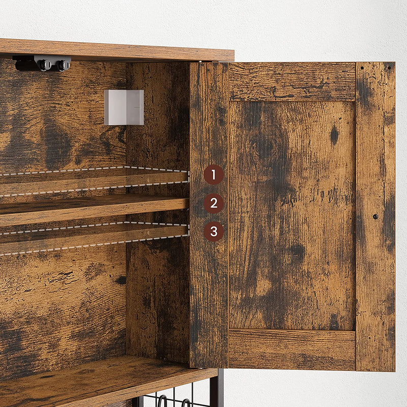 Armoire dans la salle de bain - meubles de salle de bain - armoire murale - armoire de rangement - avec 2 portes - étagères réglables - marron