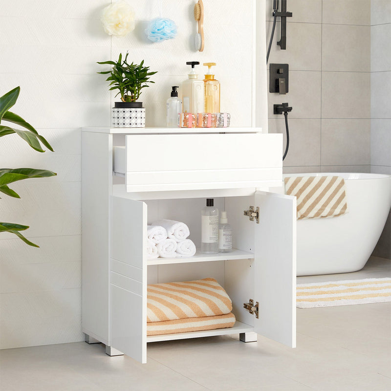 Armoire de salle de bain - buffet avec tiroir - blanc