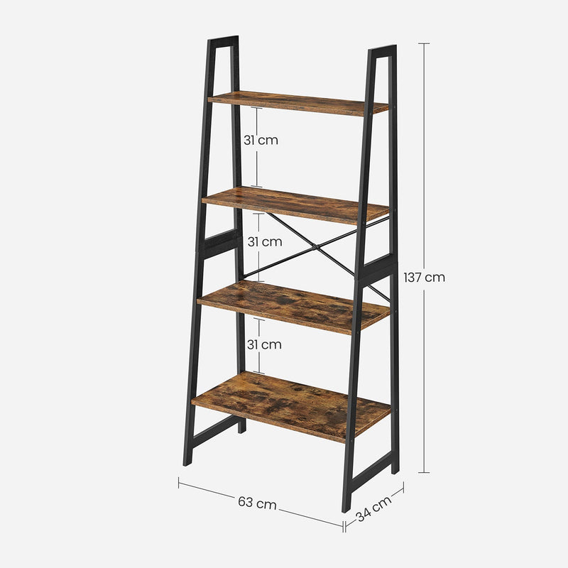 Boekenplank - Opbergkast - Boekenrek - Woonkamerkast - Vintage Bruin / Zwart