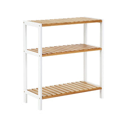 Shoe Rack - Plant Rack - Badrumsställ - Shoe Shelf - Badrumsplank - Bambu / vit