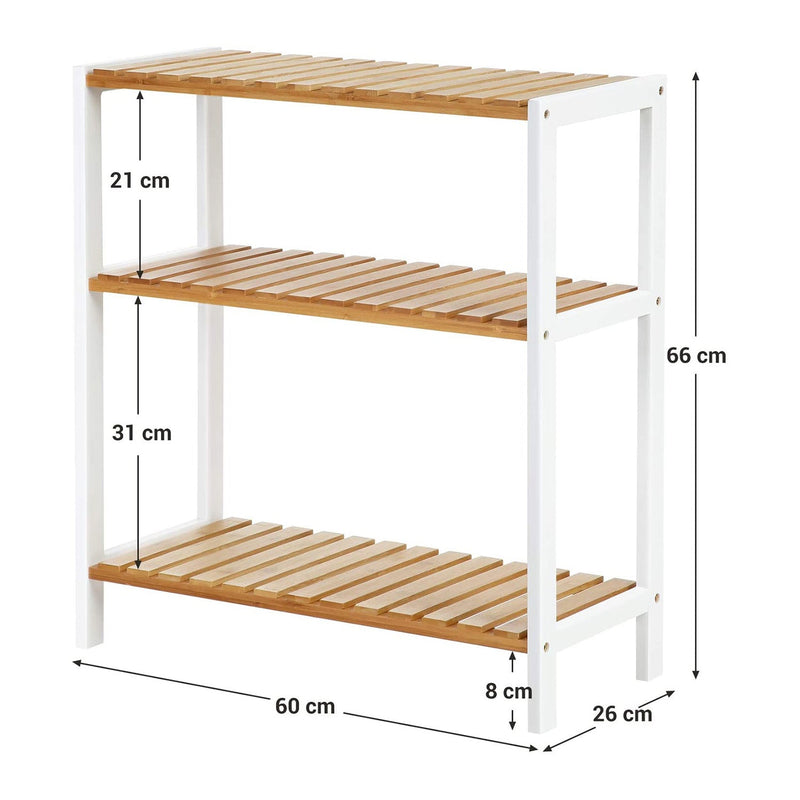 Schoenenrek - Plantenrek - Badkamer rek - Schoenenplank - Badkamer plank - Bamboe / Wit