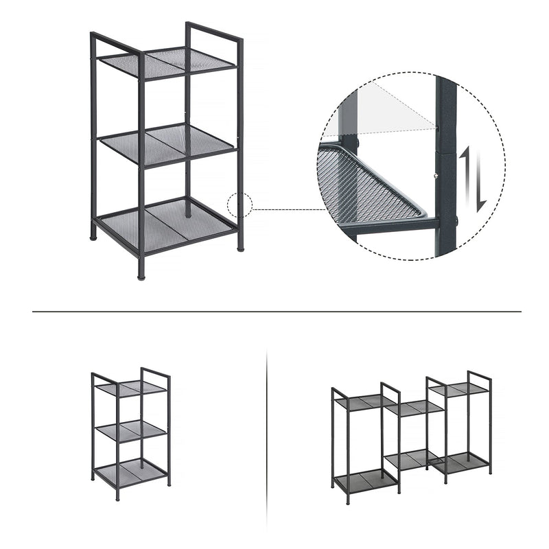 Sidebord - badeværelsesstativ - badeværelse hylde - køkkenstativ - køkkenplank - sort